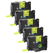 5PK Compatible with Brother PTouch Tze Tz C41 Fluorescent Yellow Label Tape 18mm