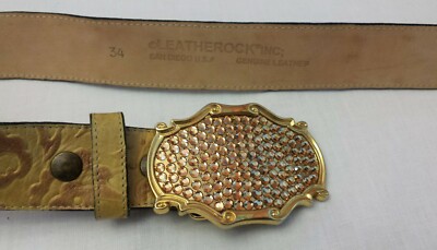 Leatherock 3” Metallic Embossed Leather Belt LEATHEROCK Size M35 Leather Belt Reptile Metallic Embossed  main image 4