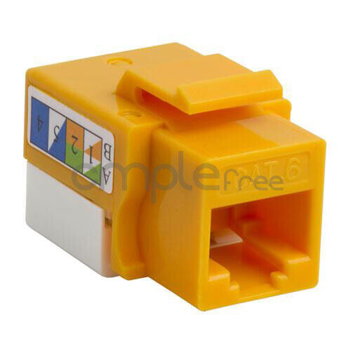 10x Cat6 RJ45 Punch Down Keystone Jack CAT6 Network Ethernet RJ45 Yellow Lot NEW - Picture 3 of 4