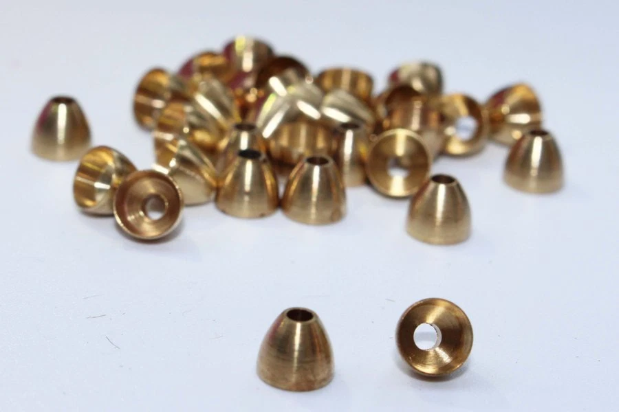 Lote de 40 piezas de cabezas de cono de cobre latón tubo moscas serpentinas atar moscas cuentas materiales Foto 4 de 4