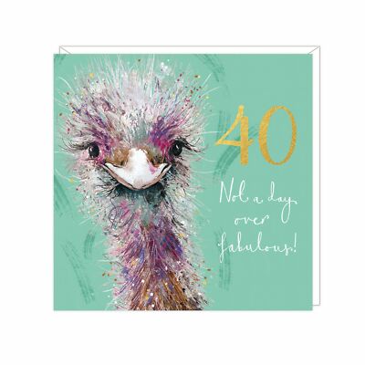 40. Geburtstagskarte - Straußentier Antiquitäten - Adelene Fletcher Art Beat