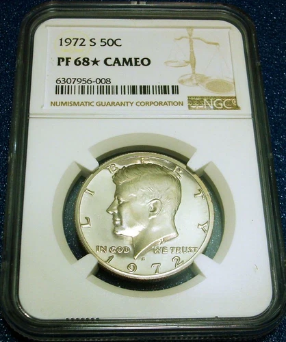 1972-S NGC PF68 STAR CAMEO 50C KENNEDY HALF-DOLLAR #956-008