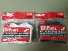 New Mens Wilson 5 Pk. Full Cushioned No Show Socks.    2 Colors To Choose.