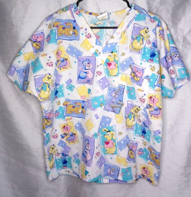 Simply Basic Scrub Top Size Small Cats And Dogs V Neck 1 Pocket