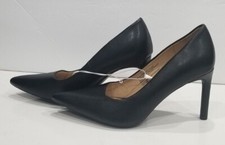 A New Day Heels Women Siz 6W Casual Slip On Pointed Toe Pumps Black Faux Leather