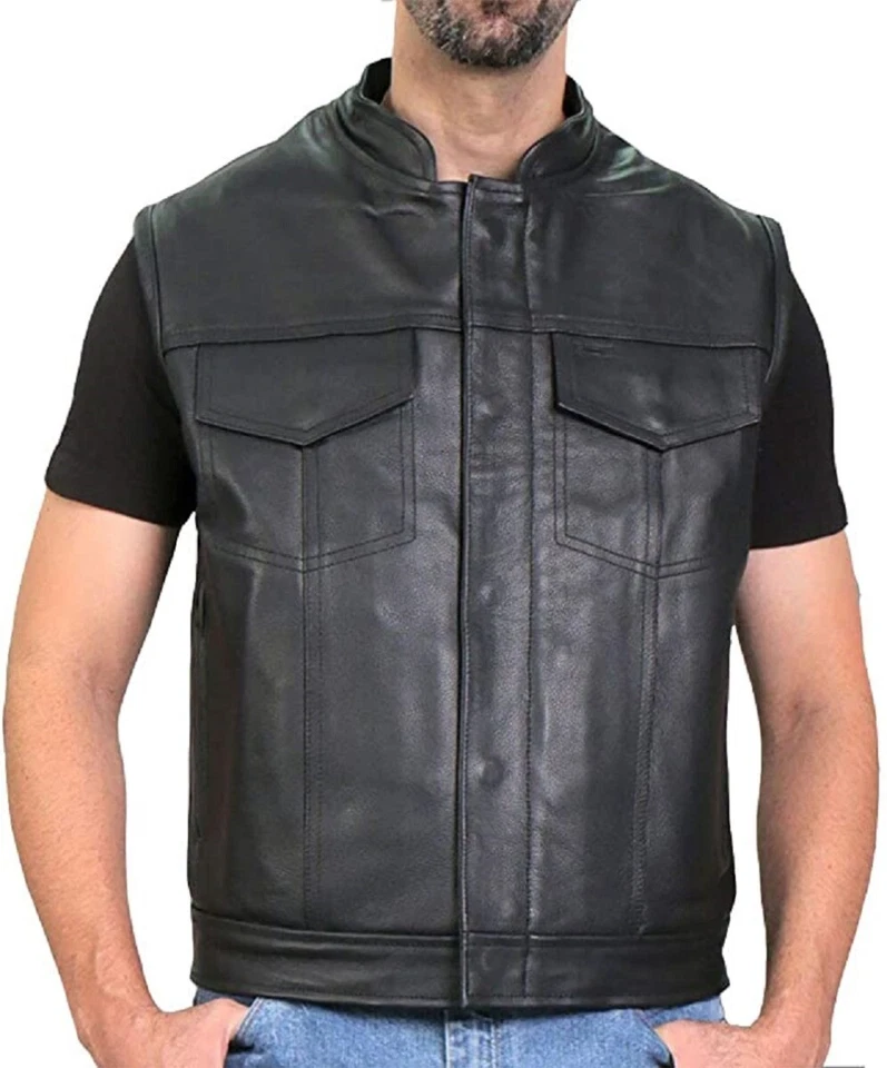 Hot Leathers VSM1051 Men's Black Celtic Cross Motorcycle Club Leather Biker Vest - Image 4 of 4