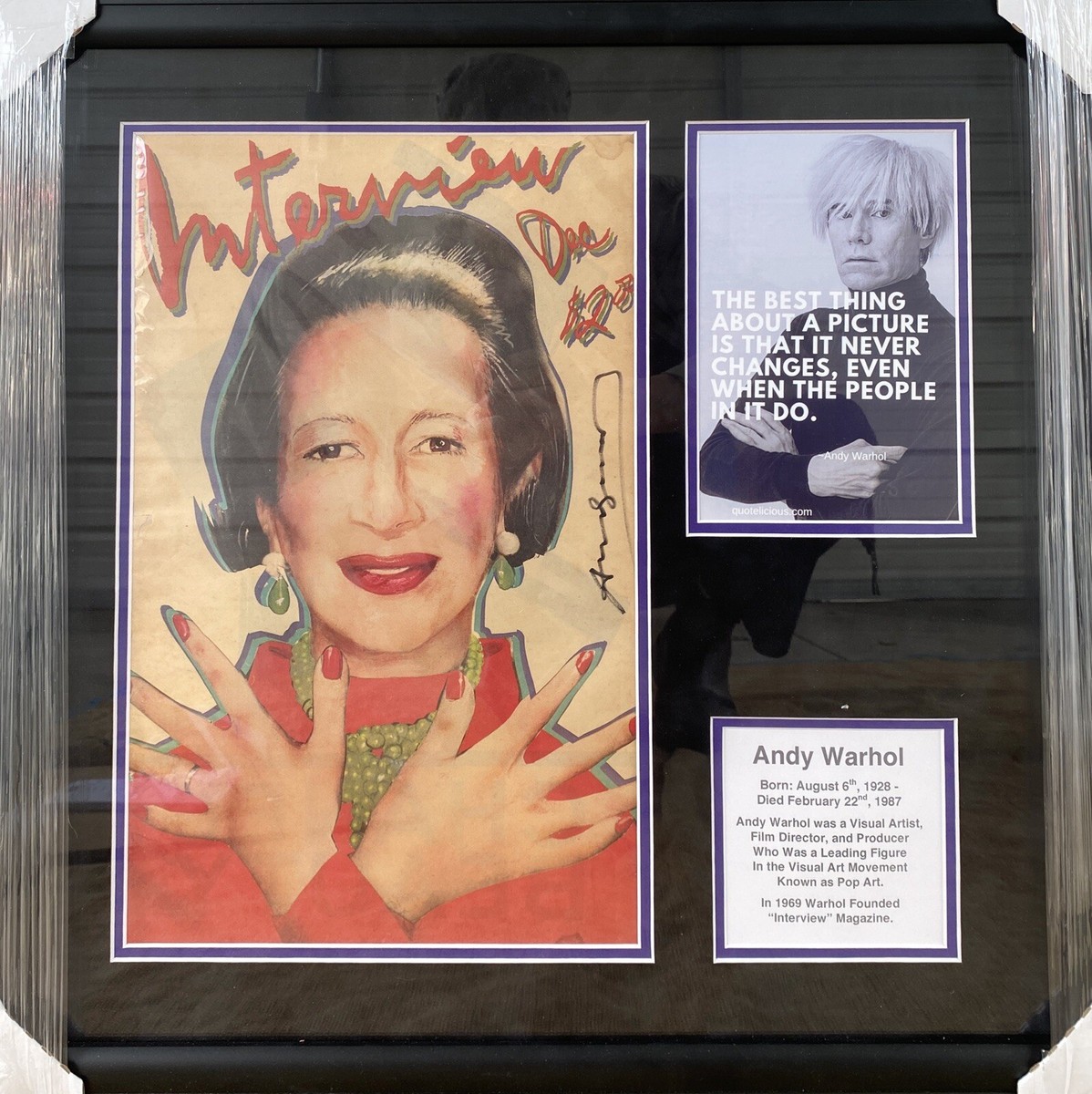 Andy Warhol Signed Interview Magazine Issue Framed Display - PSA