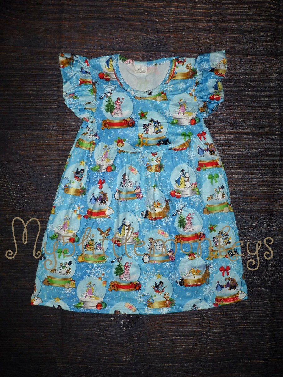 disney christmas dress girl NEW Boutique Snow Globes Girls Sleeveless With Mickey shaped peppermints