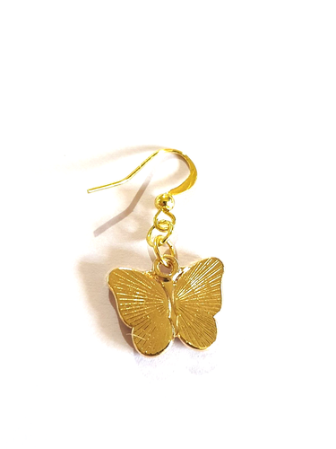 🦋Sweet Black Faux Mother of Pearl/Rhinestone Butterfly Gold Plated Earrings🦋 - Picture 6 of 9