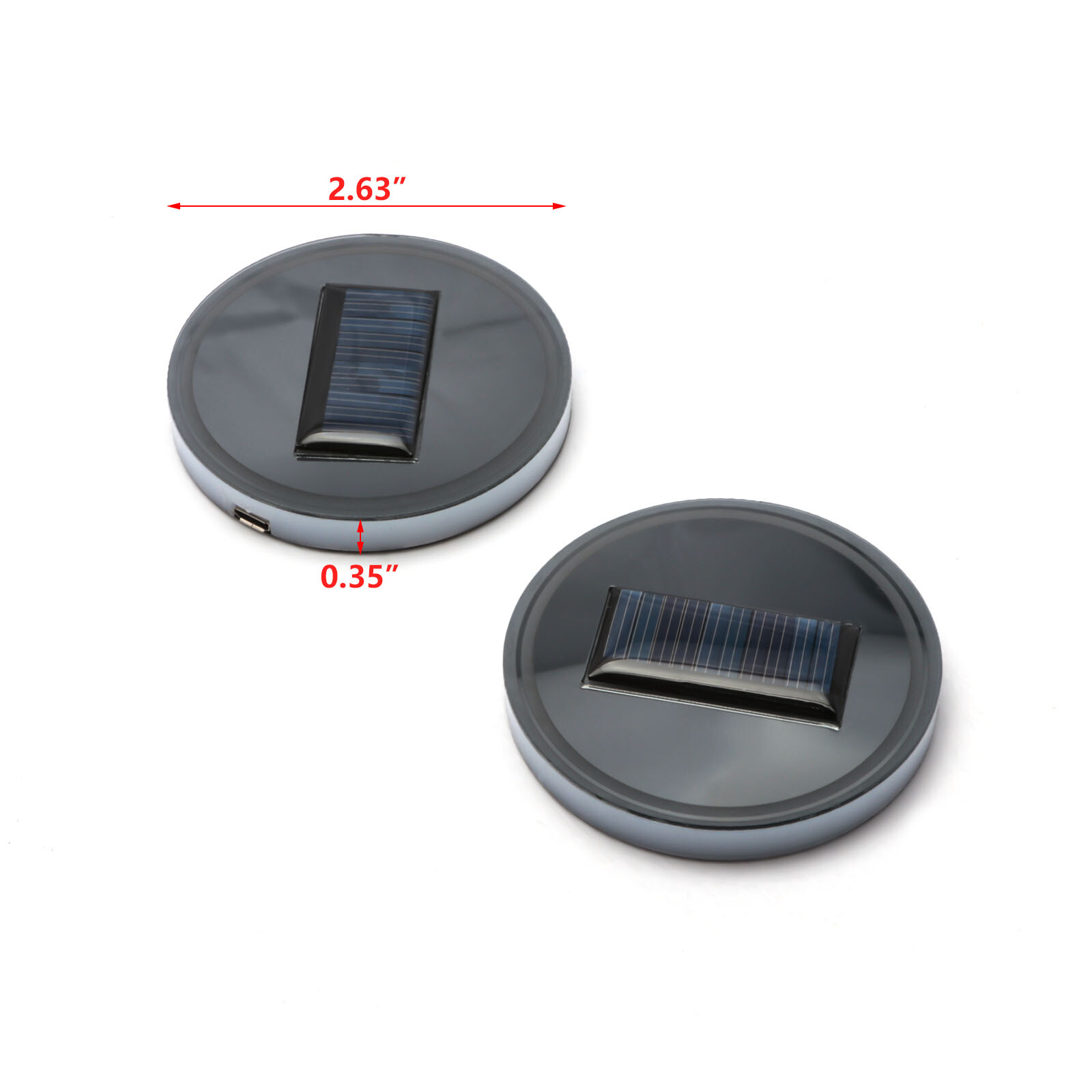 2x Solar Energy LED Cup Holder Coaster Pad RGB Lights For Jeep Wrangler