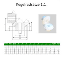 Kegelr&auml;der Modul 0,5-3,5 aus POM 1 Satz = 2x Kunststoff Kegelrad &Uuml;bersetzung 1:1