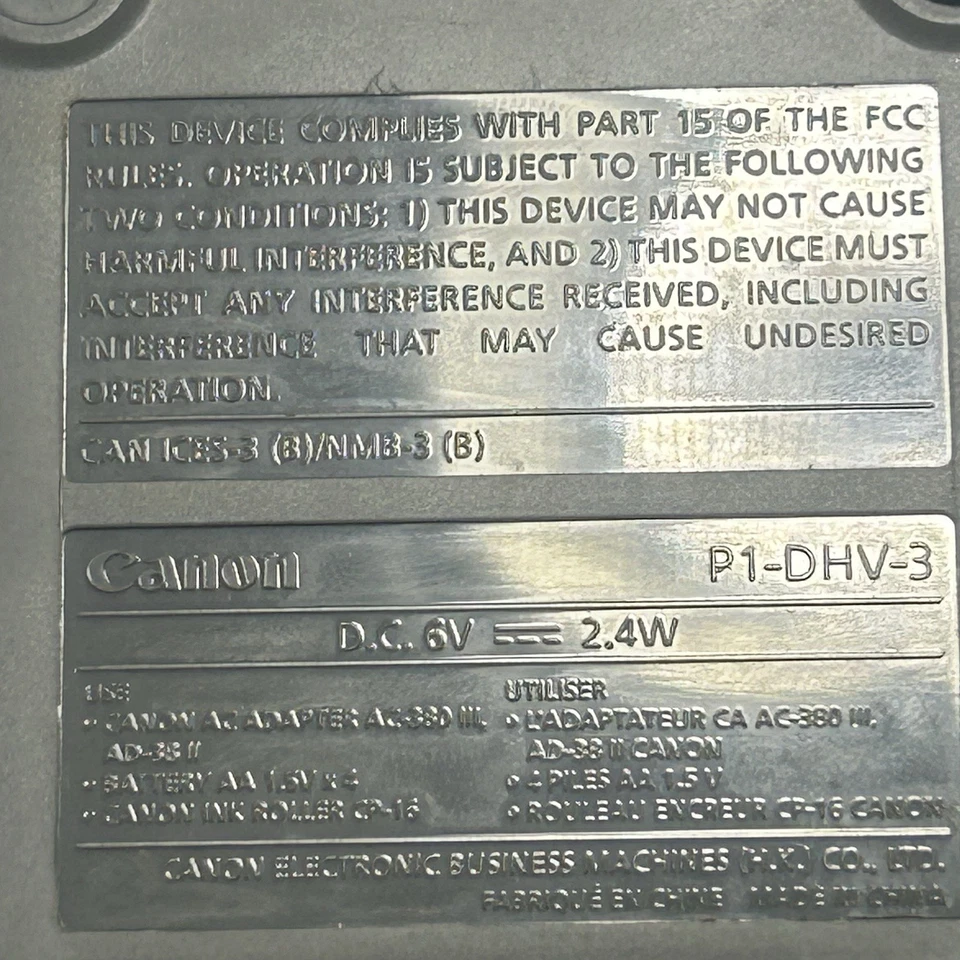 Canon P1-DHV-3 Printing Calculator Replacement Part  Black Backside Cover Lid - Image 2 of 4