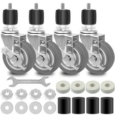 4 Inches Prep Table Wheels, Expanding Stem Caster Set of 4 with Brake, fit fo...
