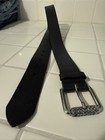 Vintage Linea Pelle Black Leather Belt with Rhinestone Crystal Buckle — photo 1