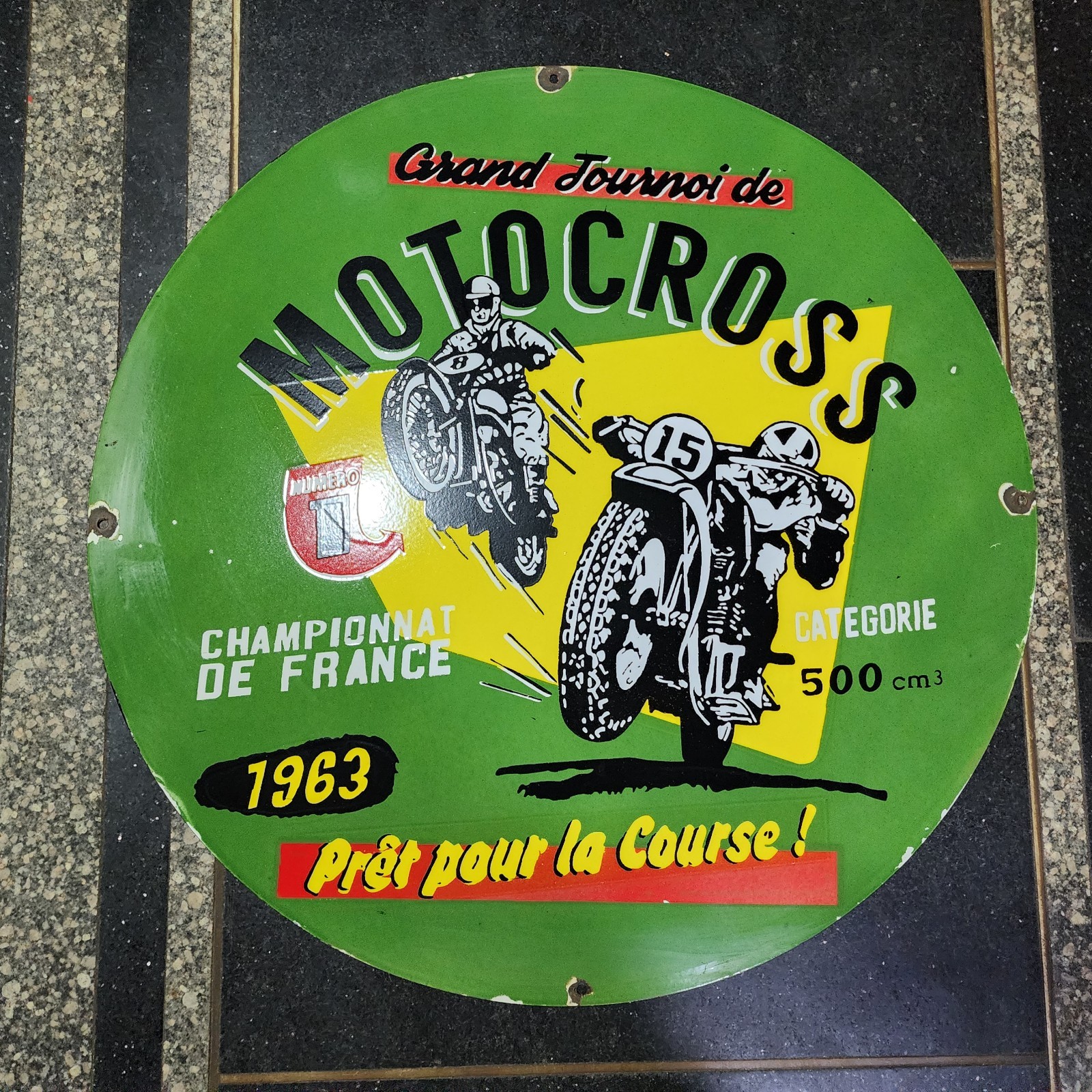 MOTOCROSS PORCELAIN ENAMEL SIGN 29 X 29 INCHES