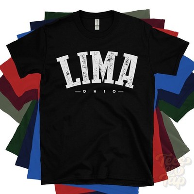 LIMA OHIO T-SHIRT Allen USA Retro Uni College Style Heimatstadt Geschenkidee
