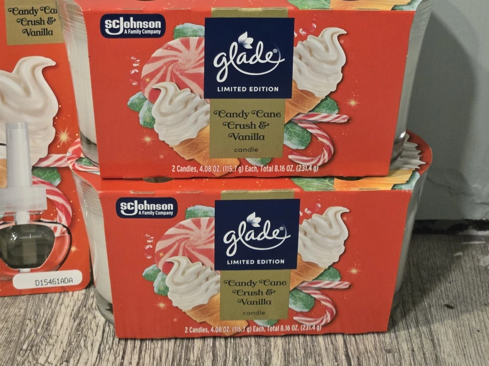 ¡NUEVO! Vela y difusores Glade Christmas Holiday Candy Cane Crush & Vanilla 10 un. Foto 3 de 4