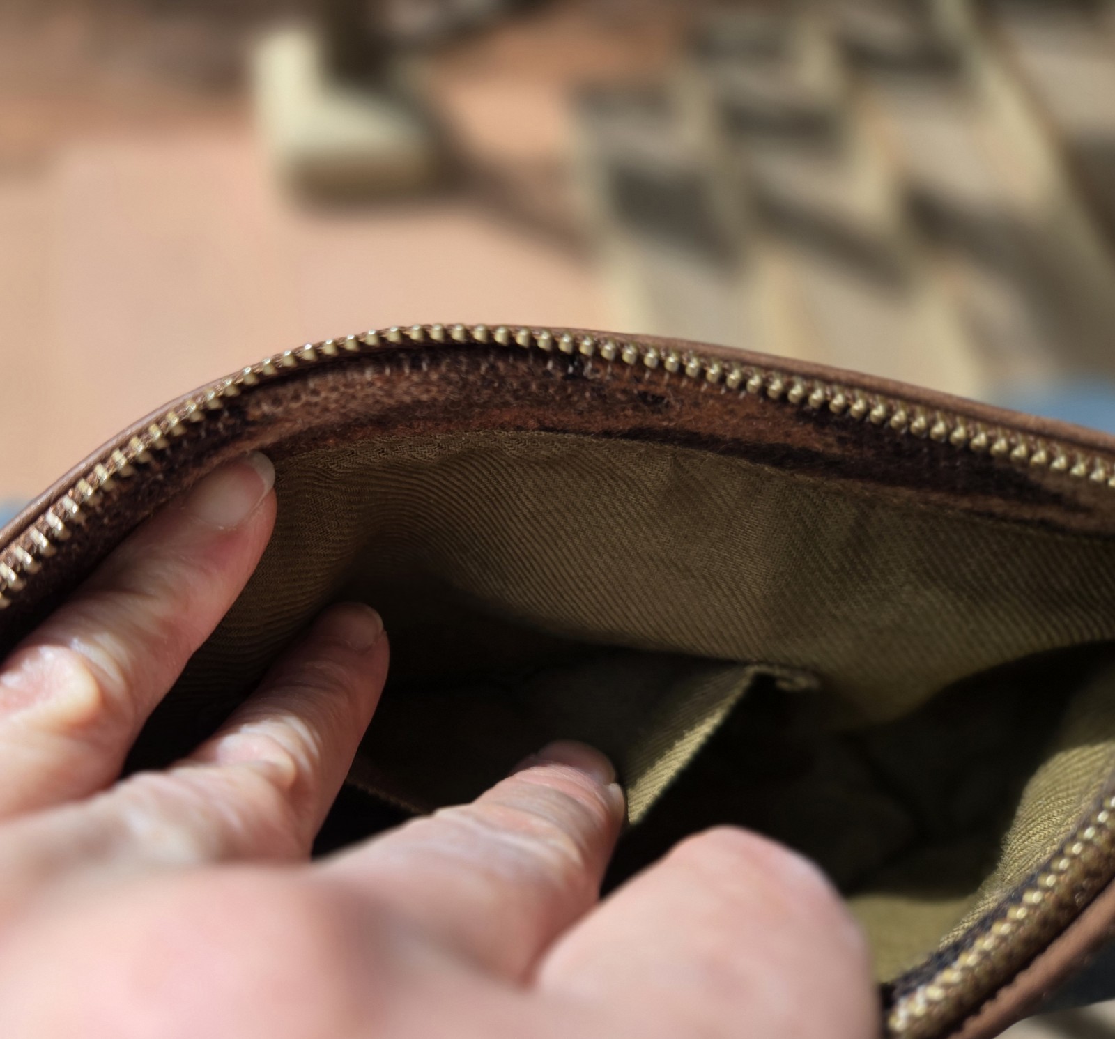 Pendleton Brown Distressed Leather Wristlet Clutc… - image 8