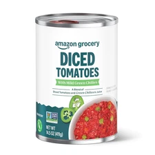 Amazon Grocery, Diced Tomatoes with Mild Green Chilies, 14.5 Oz (Previously , Pa