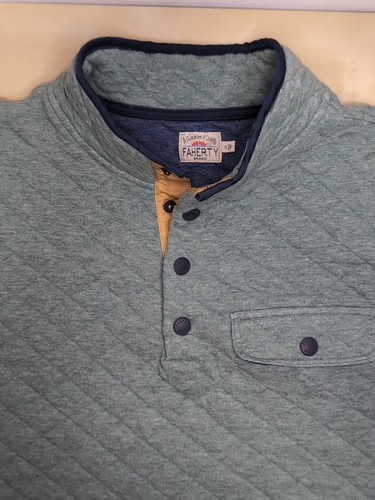 Faherty Sweater Mens Epic Quilted Fleece Snap Button Pullover Green Sz Small - Picture 5 of 9