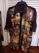 Brown African Patterned Man's Shirt handmade in Malawi  short-sleeved  M 
