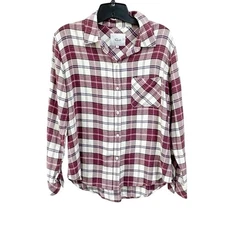 Rails Milo Plaid Button Down Shirt Size Small Cream Raspberry Soft Flannel