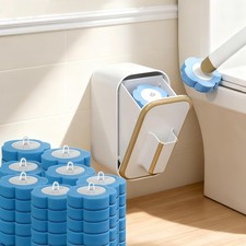 Disposable Toilet Brush  Base Set Including 48 Replacement Heads  Base