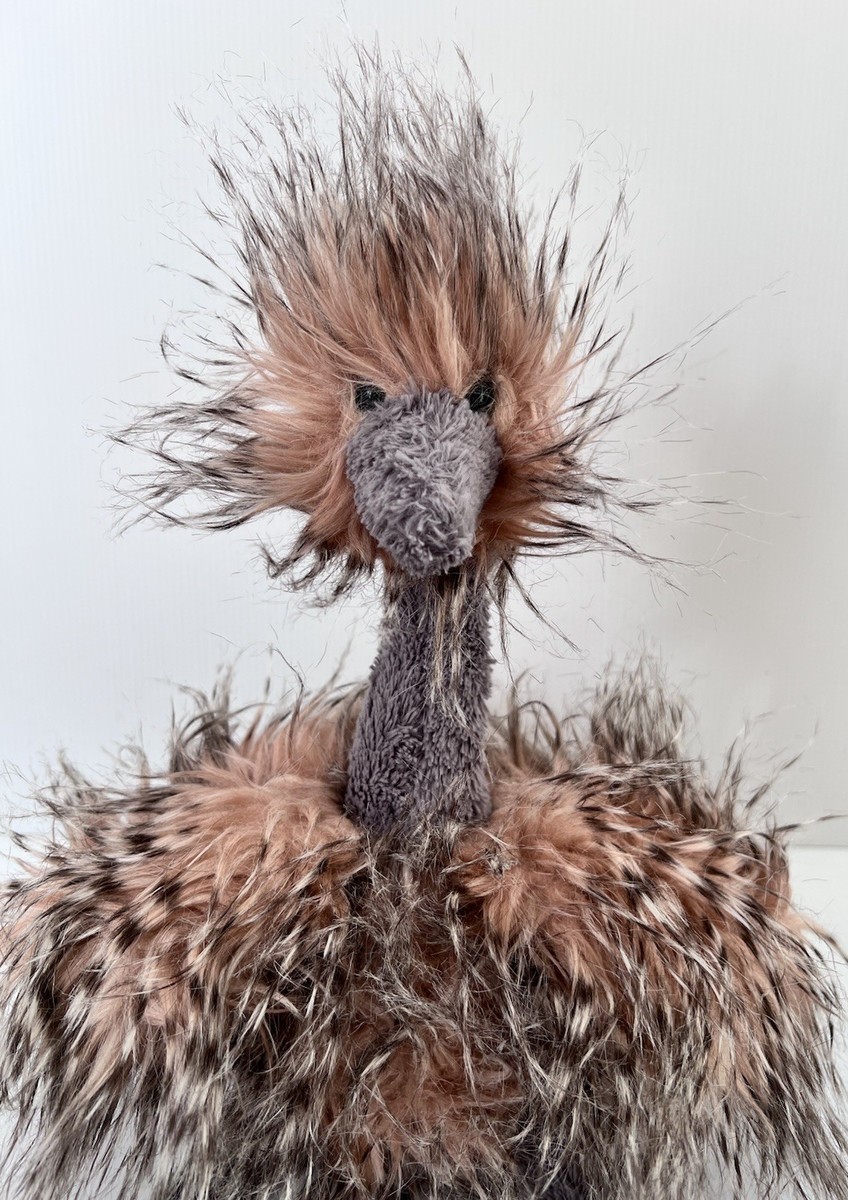 Jellycat London Odette Ostrich Plush 20 Inch Pink Gray Shaggy Emu