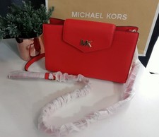 MICHAEL KORS MOTT LARGE CROSSBODY LEATHER MANDARIN
