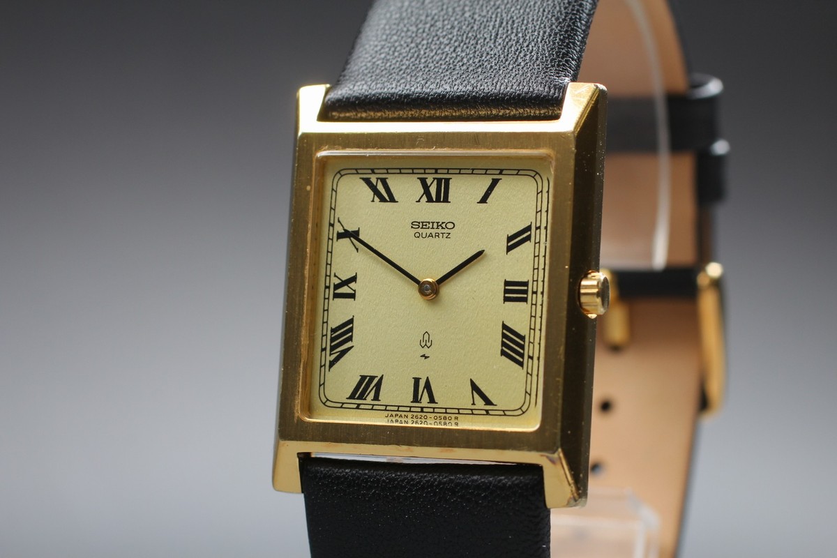Vintage 1979 Seiko Chariot 2620-5150 SGP Gold Tank Roman Quartz 