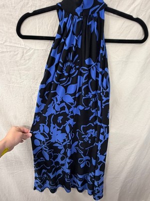 Ralph Lauren Dress Floral Black and Blue Halter Style Size 4