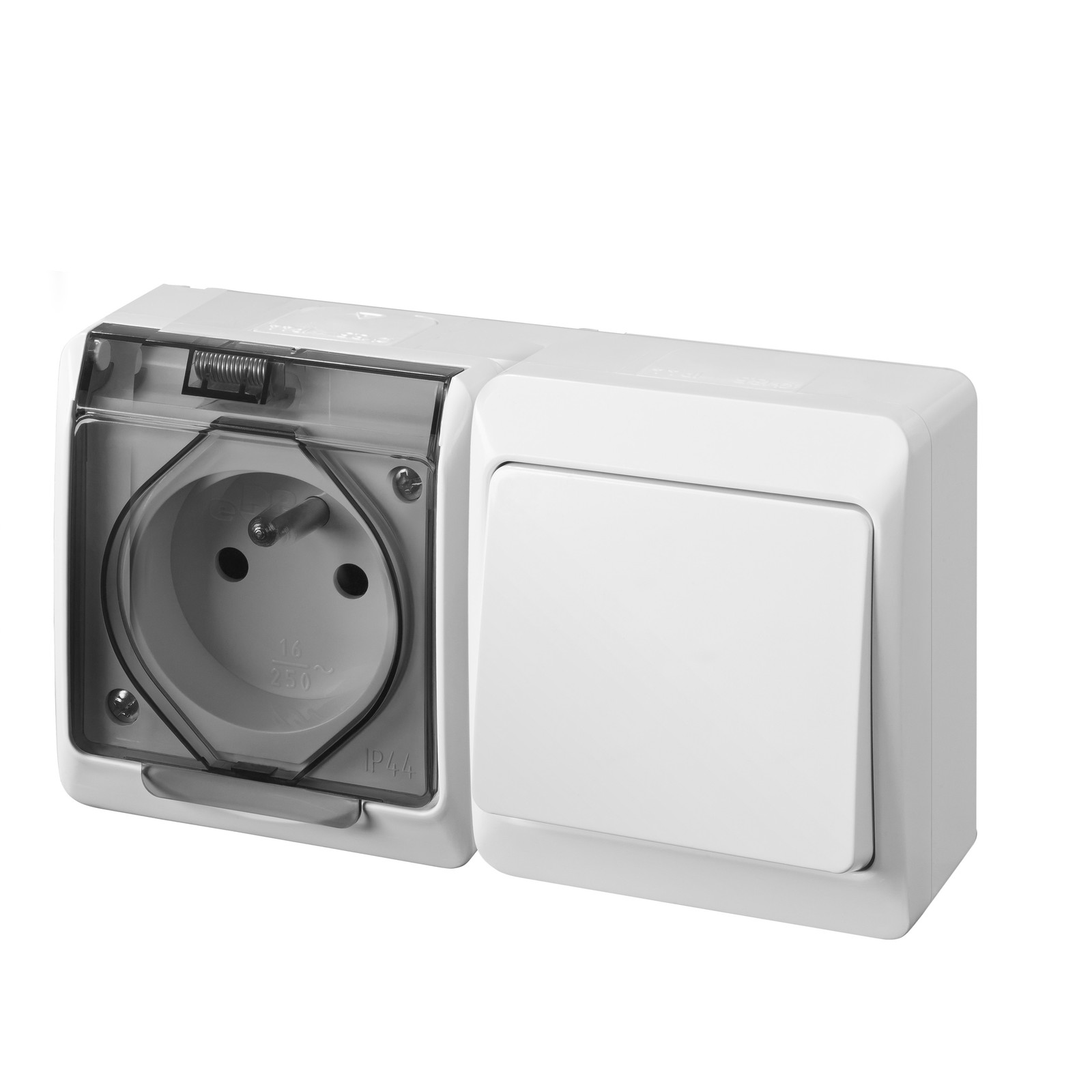 WHITE NT 1X Z/U SOCKET WITH SMOKE FLAP + HERMES CONNECTOR 0327-11