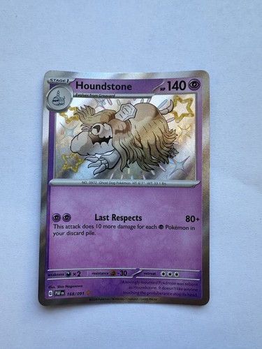 Houndstone 168/091  Holo Baby Shiny Rare Paldean Fates Pokemon Card