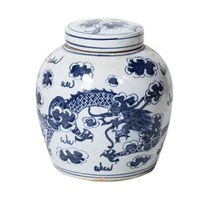 Chinesische Porzellan Deckelvase 27cm hoch Ø 26cm #P-VAS-P068