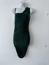 Pretty Little Thing Green One Shoulder Slinky Bodycon Dress 8