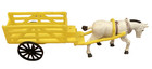 vintage plastic toy western 2 wheel slatted  cart farm wagon mule donkey drawn — photo 1