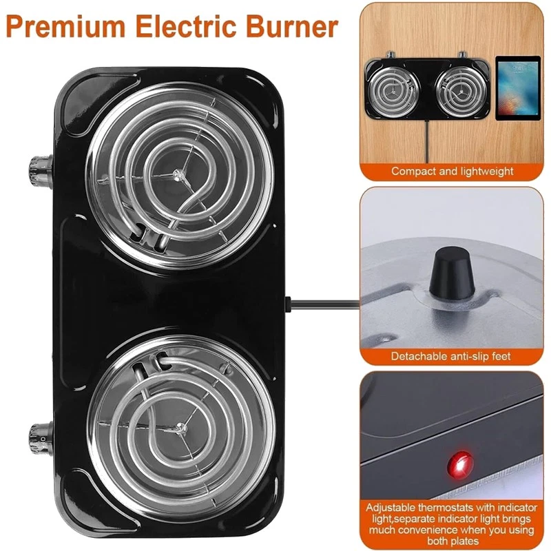 2000W Portable Kitchen Electric Double Burner Hot Plate Cooktop Cooking Stove - Image 4 of 4