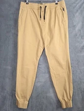 Hollister Skinny Jogger Pants Mens XL Khaki Stretch Chinos Cuffed