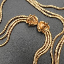 Vintage Flexible Gold Plated Snake Chain Layered Necklace . Unsigned Designer c