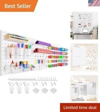 Versatile Pegboard Wall Organizer - 4 White Boards with Hooks for Craft  Office