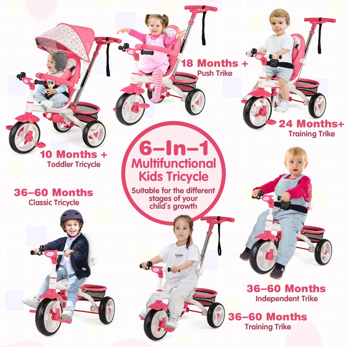 3 en 1 Vélo d'Equilibre Enfants Evolutif avec Siège et Guidon Réglables