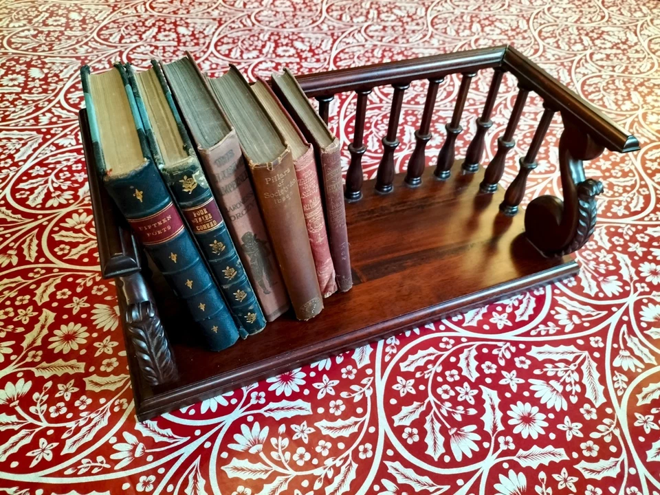 Vintage Mahogany Desk Book Shelf Holder,Ornate Antique Regency Style Trough,Old - Image 2 of 4