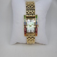 Diamonique Rainbow Tank Stainless Goldtone Stainless Steel Watch