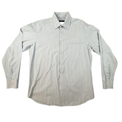 Zegna Sport Men's XL Light Blue Shadow Stripe Button Up Luxury Dress Shirt