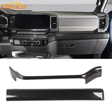 Center Console Dash Cover Trim Overlay For Chevy Silverado 2022-25 Carbon Fiber