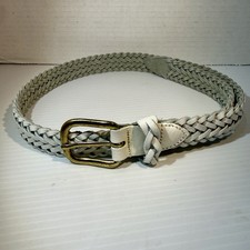 Vintage Capezio Braided Leather Belt 80's White Brass Argentina Size S/M 37 EUC
