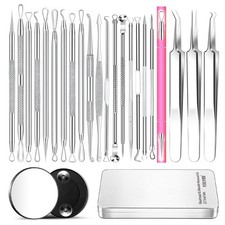 22 Pcs Pimple Popper Tool, Blackhead Remover 1 Count Pack of 22 , Silver-22