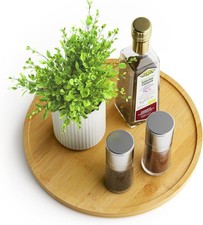Lazy Susan Organizer 10 Inch Non-Skid Bamboo Lazy Susan for Kitchen Rotating