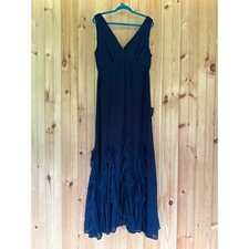 Lulus Alorna Dark Navy Sleeveless Ruffled Maxi Dress Wedding Banquet Small