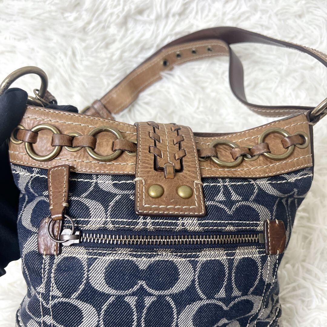 COACH Legacy Signature Denim Shoulder Bag Y2K Blue Le… - Gem